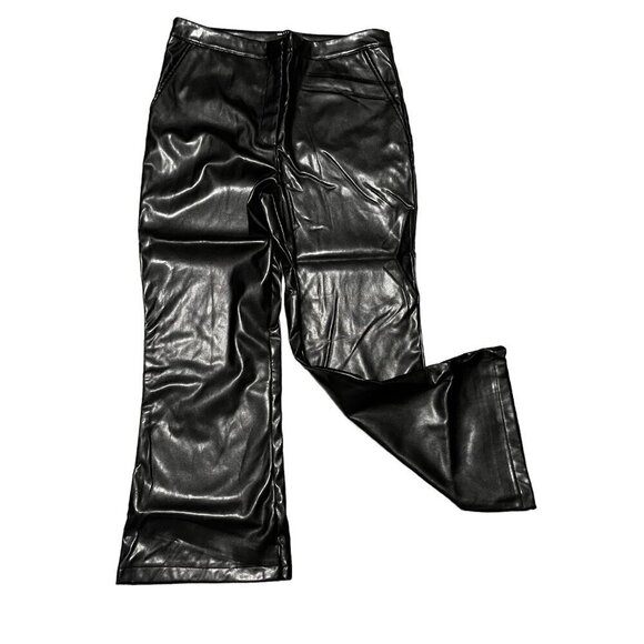 Asos Design Black Faux Leather High Rise Kickflare Straight Flare Pants 12 NWT - Picture 6 of 8